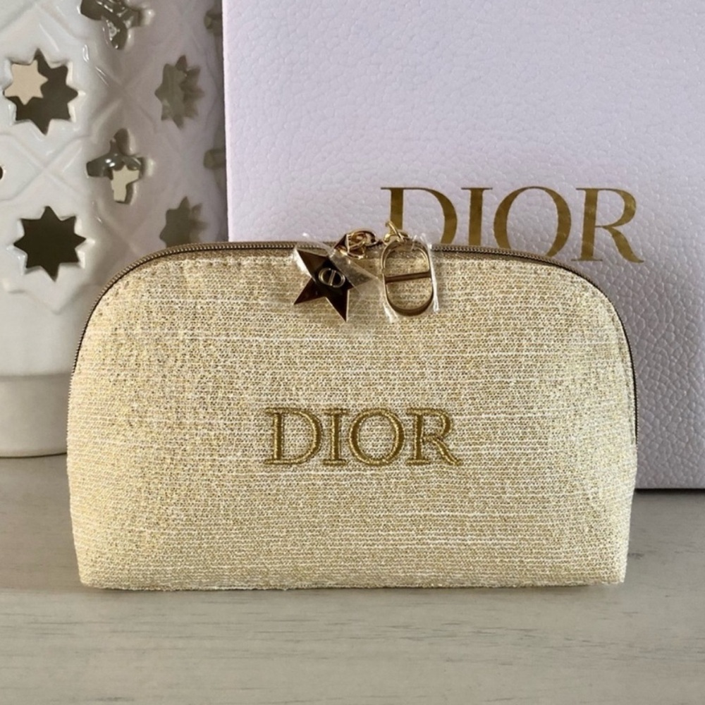 Dior Cosmetic Bag with Gold Accents